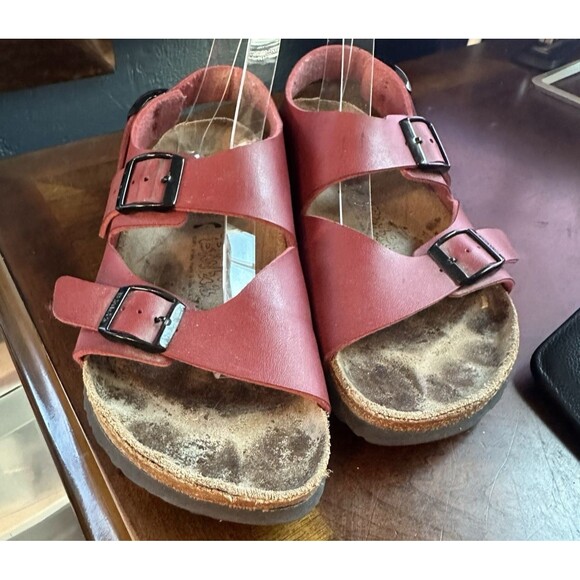 Birki’s by Birkenstock Red 3 Strap Sandals Size 40 Womens 9 Mens 7 - Picture 7 of 10